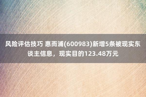 风险评估技巧 惠而浦(600983)新增5条被现实东谈主信息，现实目的123.48万元