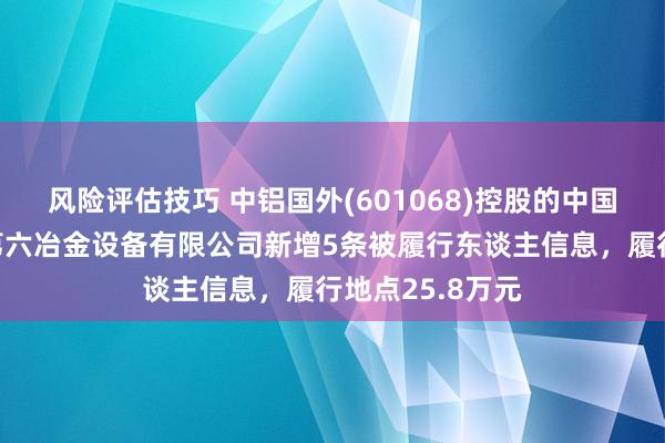 风险评估技巧 中铝国外(601068)控股的中国有色金属工业第六冶金设备有限公司新增5条被履行东谈主信息，履行地点25.8万元