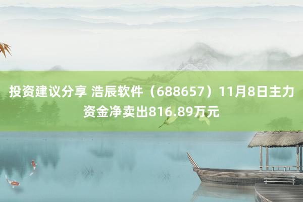 投资建议分享 浩辰软件（688657）11月8日主力资金净卖出816.89万元