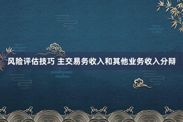 风险评估技巧 主交易务收入和其他业务收入分辩