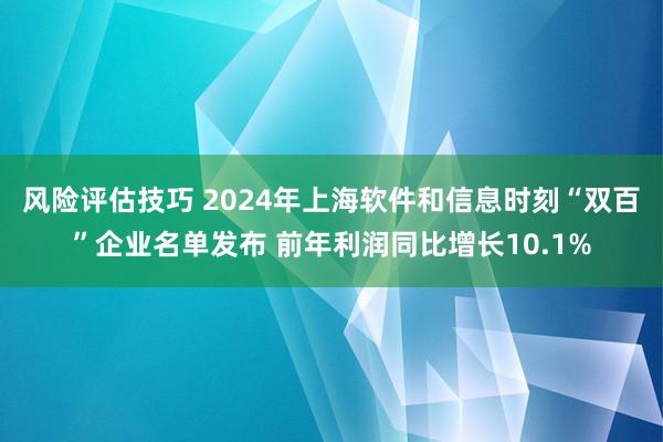 风险评估技巧 2024年上海软件和信息时刻“双百”企业名单发布 前年利润同比增长10.1%