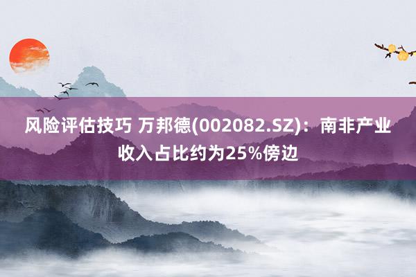 风险评估技巧 万邦德(002082.SZ)：南非产业收入占比约为25%傍边