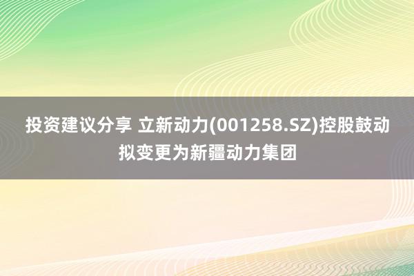 投资建议分享 立新动力(001258.SZ)控股鼓动拟变更为新疆动力集团