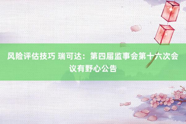 风险评估技巧 瑞可达：第四届监事会第十六次会议有野心公告