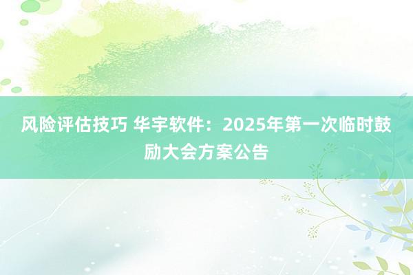 风险评估技巧 华宇软件：2025年第一次临时鼓励大会方案公告