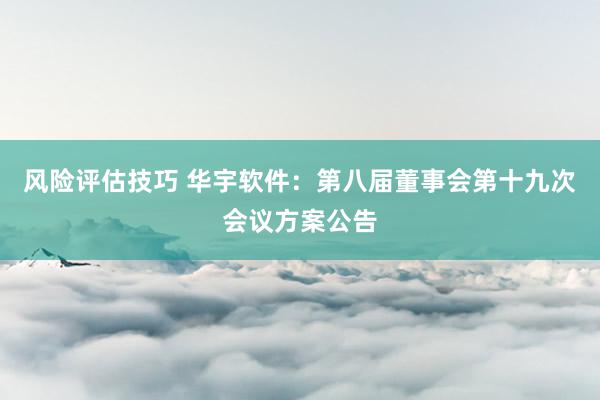 风险评估技巧 华宇软件：第八届董事会第十九次会议方案公告