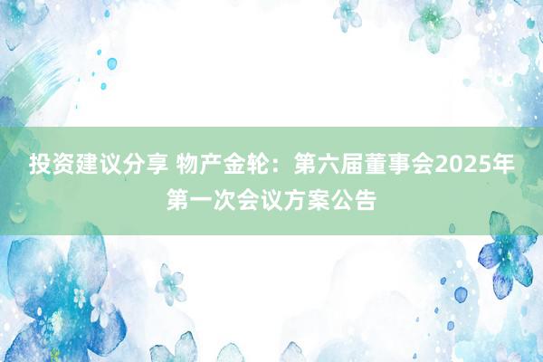 投资建议分享 物产金轮：第六届董事会2025年第一次会议方案公告