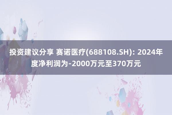 投资建议分享 赛诺医疗(688108.SH): 2024年度净利润为-2000万元至370万元