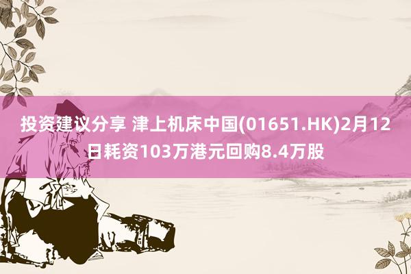 投资建议分享 津上机床中国(01651.HK)2月12日耗资103万港元回购8.4万股