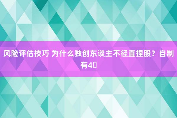 风险评估技巧 为什么独创东谈主不径直捏股？自制有4⃣