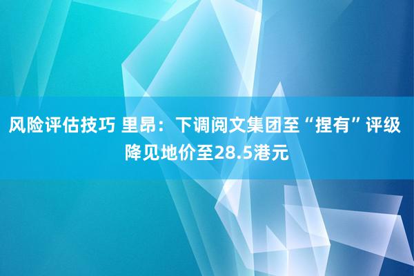 风险评估技巧 里昂：下调阅文集团至“捏有”评级 降见地价至28.5港元