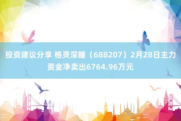 投资建议分享 格灵深瞳（688207）2月28日主力资金净卖出6764.96万元