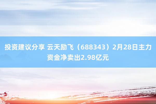 投资建议分享 云天励飞（688343）2月28日主力资金净卖出2.98亿元