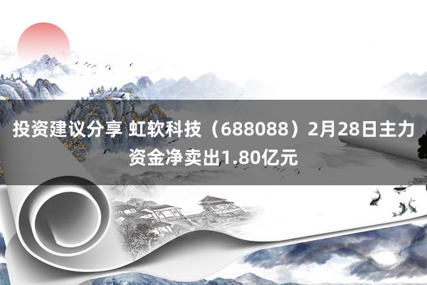 投资建议分享 虹软科技（688088）2月28日主力资金净卖出1.80亿元