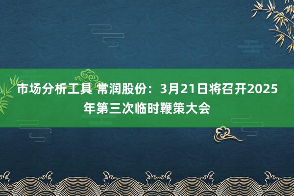 市场分析工具 常润股份：3月21日将召开2025年第三次临时鞭策大会