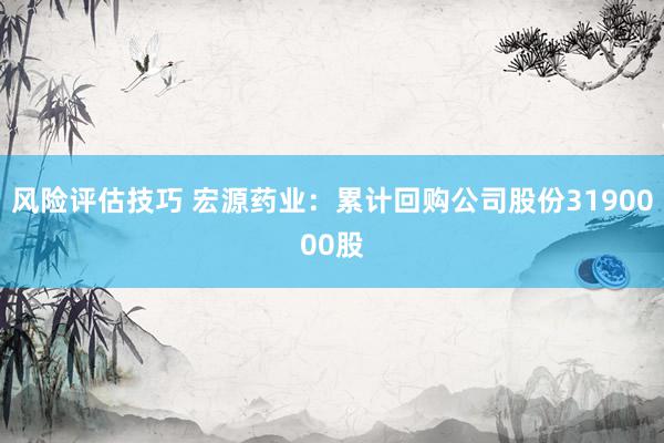 风险评估技巧 宏源药业：累计回购公司股份3190000股